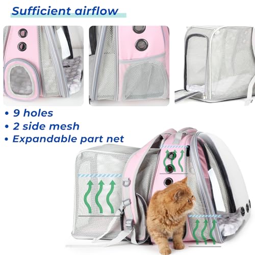 Expandable Bubble Cat Carrier Backpack (Dual Expandable-Pink)