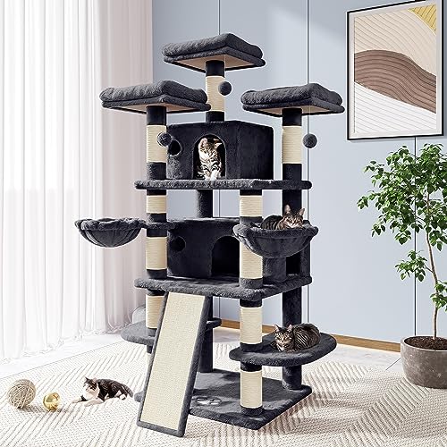68 Inches Cat Tree (68 in / Smoky Grey)