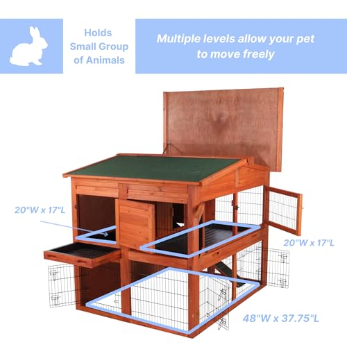 natura Outdoor Deluxe Rabbit Hutch with Run (44.1"L x 45.3"W x 53.1"H / Deluxe Hutch / Brown)