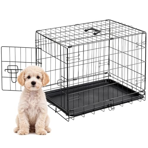Dog Crate 24 Inch Small Dog Cage Foldable Indoor Outdoor Pet Kennel (25.0"L x 16.7"W x 18.5"H)