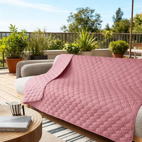 Waterproof Dog Blankets for Large Dogs (82x82 Inch (Pack of 1) / Dark Pink/Light Pink)