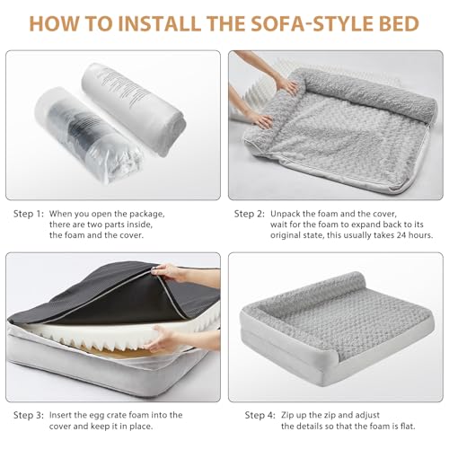 Orthopedic Washable Dog Bed (Silver Grey / 48.0"l x 35.0"w x 7.5"th)