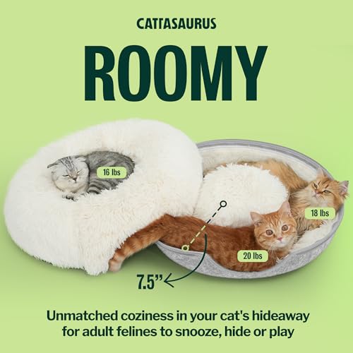 Peekaboo Cat Cave for Multiple & Large Cats Up to 30 (Light Grey)