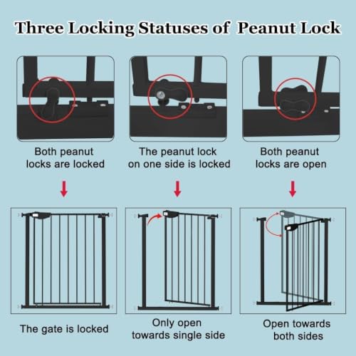Triple Lock Baby Gate 81.49 (Black / 81.49-86.22"/207-219cm)