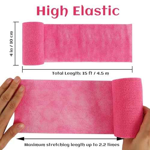 6 Rolls Elastic Self Adhesive Bandage Wrap 4 Inch (4 Inch-6 Count Color)