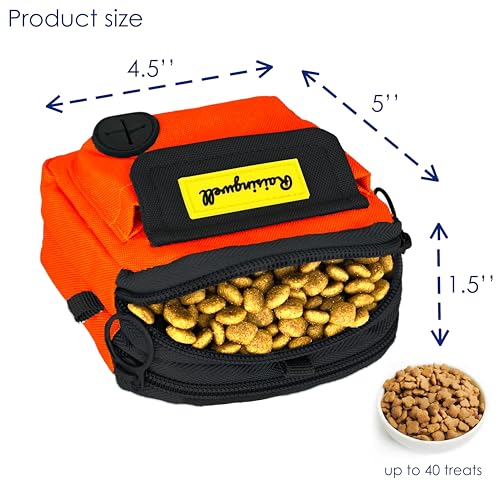 Dog Treat Pouch for Pet Walking and Training with Clicker (Two Bag / d6.Orange1)