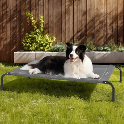 Outdoor Elevated Cooling XL Dog Bed for Extra Large Dog (Grey / 54"L x 35.4"W x 8"Th)