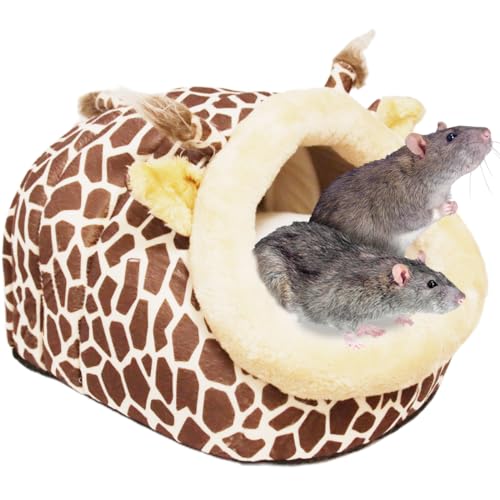 Guinea Pig Bed House & Hideout for Rat Bearded Dragon Hedgehog Ferret to Sleep and Hide (X-Large / 1.Giraffes)