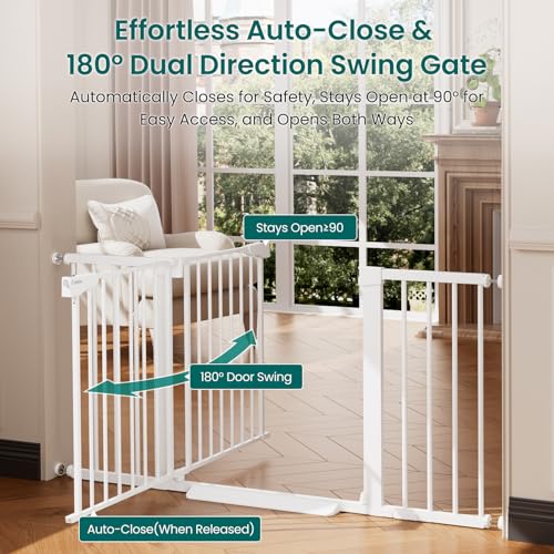 2 Pack 30 54" Baby Gate for Stairs (White / 30"-54" W x 30.5" H | 2 Pack)