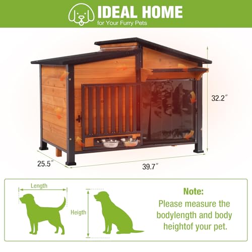 Outdoor Dog House Large Insulated Dog Kennel Weatherproof Dog Shelter with Chew