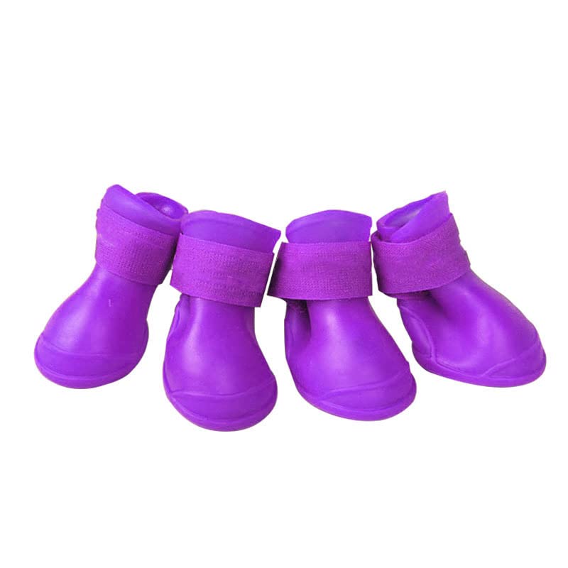 4Pcs Silicone Dog Boots (S / Purple)