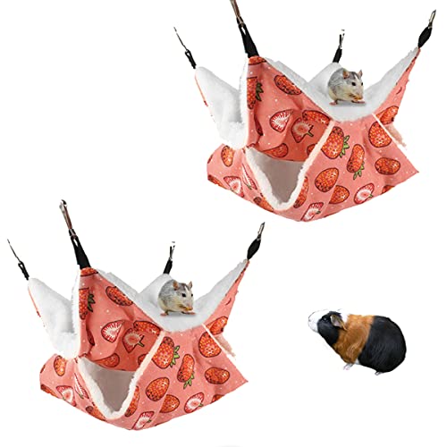 Guinea Pig Rat Ferret Hammock and Warm Bed Small Pet Hideout Tunnel Cave Hanging Bunkbed Hammock Cage Toy for Hamster Sugar Glider Squirrel (4.Hammock X 2PCS)