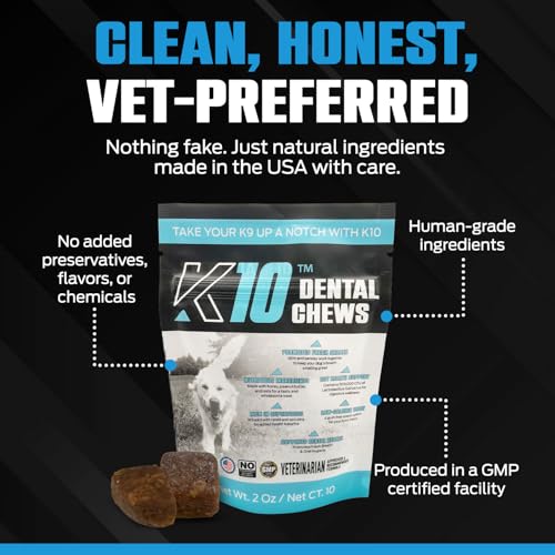 K10 Dental Chews for Dogs (Dental Chews 10 Count)