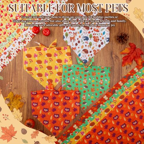 50 Pcs Fall Dog Bandanas Bulk for Autumn Pet Soft Bibs Adjustable Squirrel Fox Hedgehog Kerchief Bandana for Small Medium Large Grooming Accessories (Fall Animals / 31.5 x 21.7 x21.7 Inch)