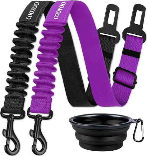 Dog Seat Belt (Set 04-Black+Purple)