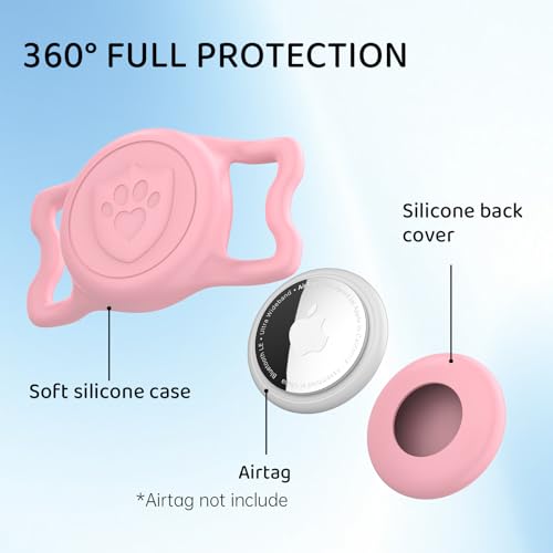 IP68 Waterproof AirTag Holder for Dog Collar (Pink&Purple)