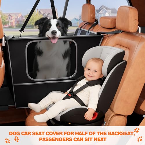 Half Dog Car Seat Cover for Back Seat (Black with Mesh Window)