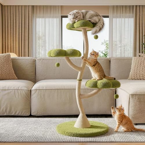 48" Flower Cat Tree (Green-3 Tiers)