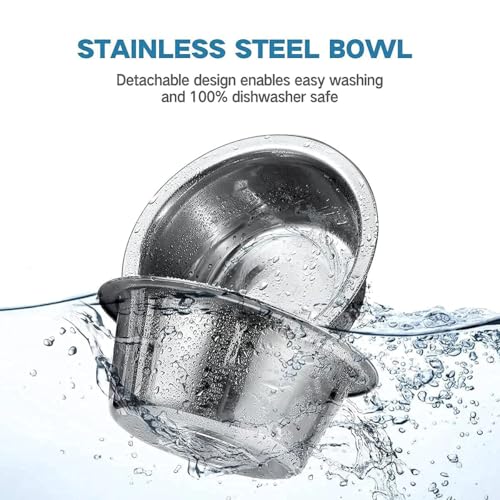 Height Adjustable Cat Elevated Bowls Stainless Steel Dog Food Water Bowls (Medium)