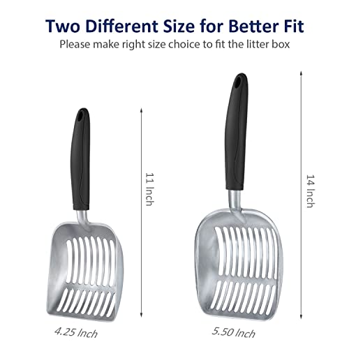 Cat Litter Scoop (Small / FLAT Aluminum \ #06 Black Handle)