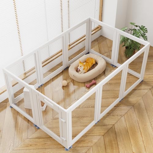Clear Acrylic Dog Playpen Transparent Dog Playpen Indoor (White / 30"H)
