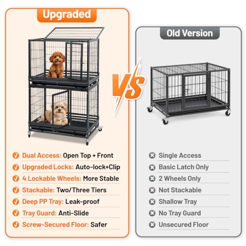 31" Two Tier Stackable Heavy Duty Dog Crate Cage Kennel Indoor (31.0"L x 20.0"W x 46.0"H)