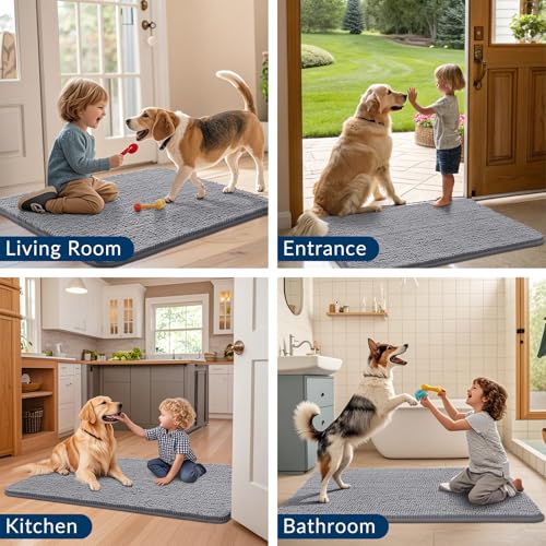 Dog Door Mat for Muddy Paws 34x21 (Grey / 34"X21")