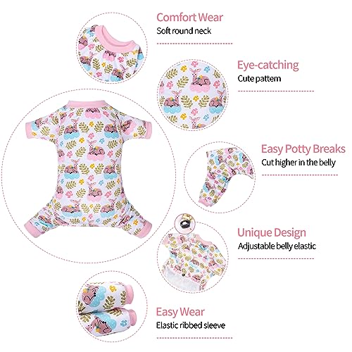 Small Dogs Outfit Soft Puppy Onesies Pjs Dog Pajamas Pet Coat Cat Apparel Comfy Doggie Jumpsuit Bodysuit for All Seasons (Deer / Medium)