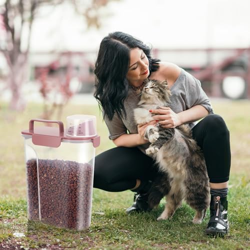 5 7Lbs Airtight Pet Storage Container For Cat Dog Bird Food and Keep Fresh (Pink / 5L-1pack)