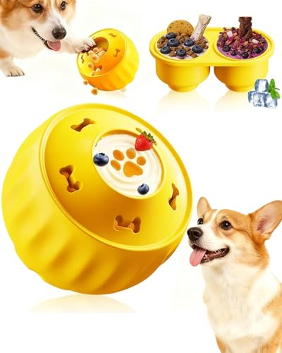 Frozen Treat Dispensing Dog Toy to Keep Them Busy (Yellow)