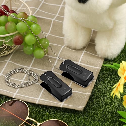 3 Pieces Brass Dog Training Clicker with Chain for Dogs Cats (Black)