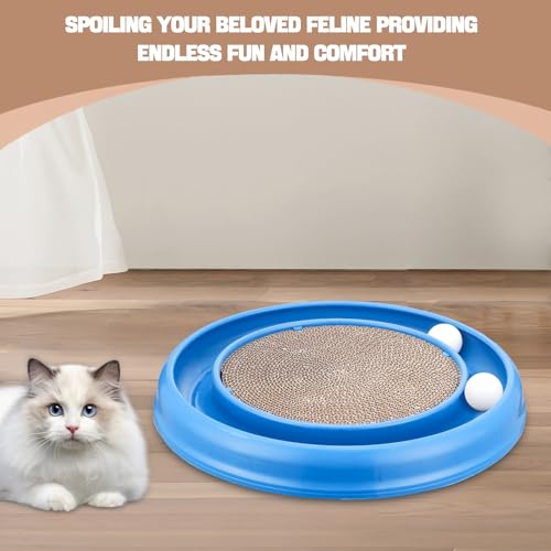 Cat Scratching Board with Track Balls for Indoor Cats (Blue)