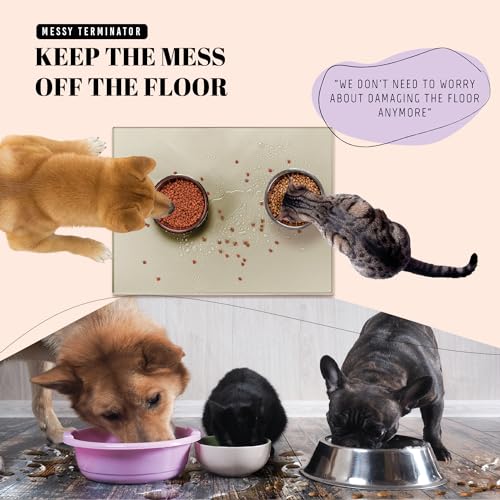 32x24 Waterproof Silicone Dog Food Mat (Sand Beige / 32" x 24")