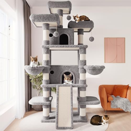 81 Inches Extra Large Cat Tree for Indoor Adult Cats (81in / Grey)