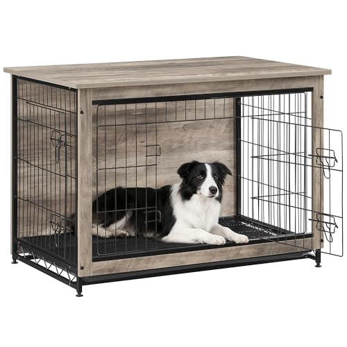 38.6" Dog Crate Furniture (Greige / 38.6"L x 25.6"W x 26.8"H)