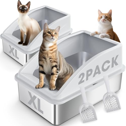 Stainless Steel Litter Box (Silver Gray / X-Large)