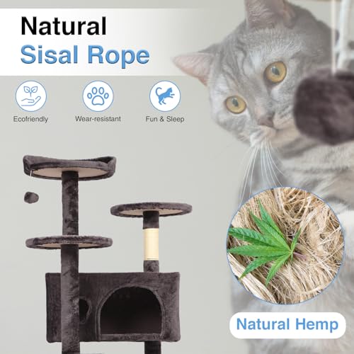 54" Cat Tree Tower (Purple Gray)