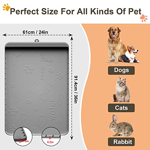 Dog Food Mat 36"x24" (Gray / 36"L x 24"W)