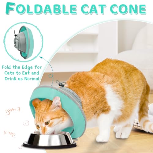 Cat Cone Collar Soft to Stop Licking (Solid Green / M)