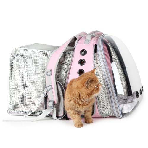 Expandable Bubble Cat Carrier Backpack (Dual Expandable-Pink)