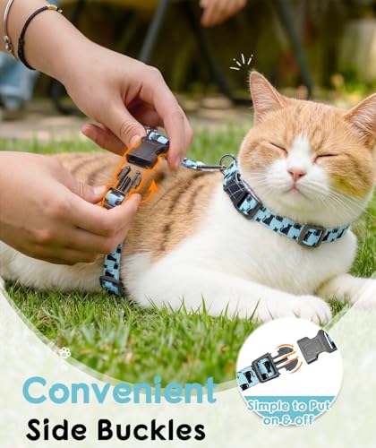 Cat Harness and Leash Set (Light Blue Kitty / Medium (8-18 lb))