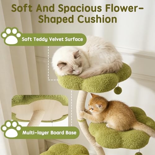 48" Flower Cat Tree (Green-3 Tiers)