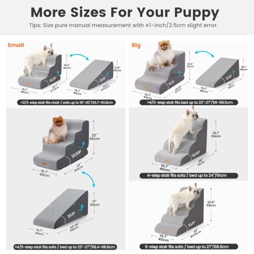 Dog Stairs for Small Dogs 22.4" H (Grey / Large 2 in 1 15.7"x34.25"x22.4")