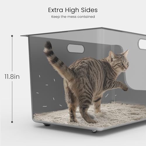 Stainless Steel Litter Box 11.8'' High Sides (SILVER / 20"L x 12.2"W x 11.8"H)