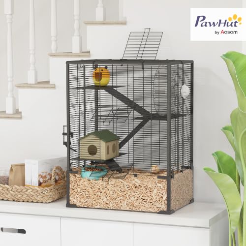 Large Hamster Cage 9" Deep Tempered Glass Bottom 24"x16"x31.5" Black (23.6"L x 15.7"W x 31.5"H)