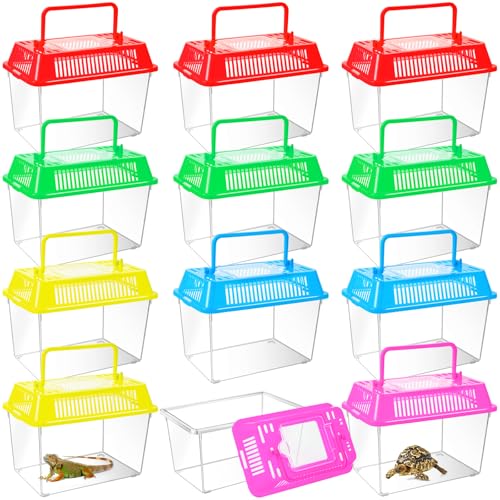 12Pcs Plastic Reptile Terrariums Carrier Cage (S)