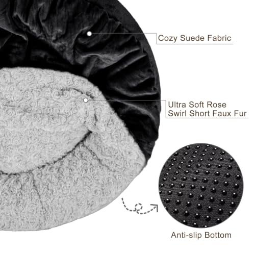 Small Dog Bed Cat Bed with Hooded Blanket (M(26" x 26" x 8") / Black)