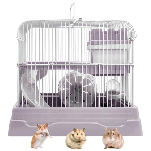 2 Tier Dwarf Hamster Cage (M: 11.7x8.7x9.8in / Gray)