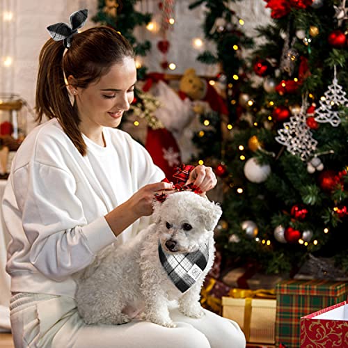 Christmas Plaid Dog Scarf & Matching Scrunchie Set (04-plaid-black / Small)