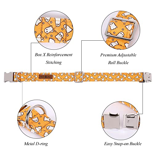 Halloween Dog Collar with Bowtie (A:Yellow Ghost / X-Small (Pack of 1))